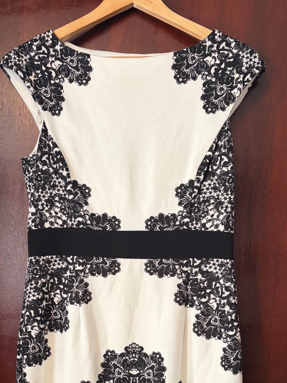 Classic Black & White Lace-Print Dress